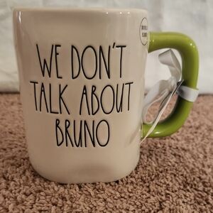 Rae Dunn Ceramic Mug with Green Handle - "We Don't Talk About Bruno"